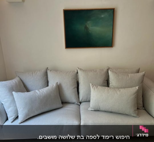 ספה אפורה עם כריות תואמות